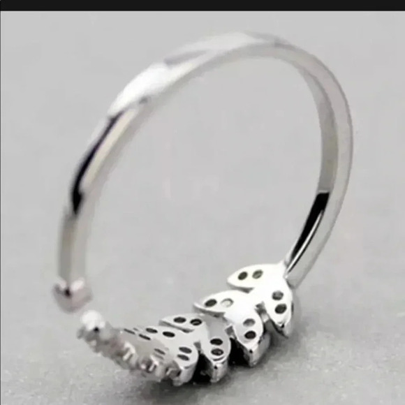 925 Sterling Silver Adjustable Feather Rin… - Picture 3 of 4